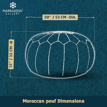 Marrakesh Gallery Genuine Leather Round Pouf Unstuffed - Image 3