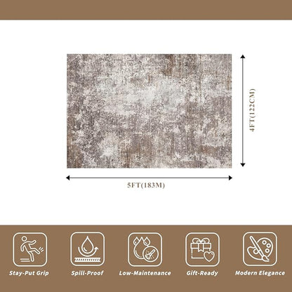 4x5 Washable Entryway Rug – Non-Slip Low Pile Throw Area Rug - Image 2
