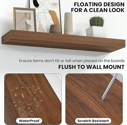 Fun Memories 16 Inch Floating Shelves Wall-Mounted, Engineered Wood Wall Shelves - Image 4