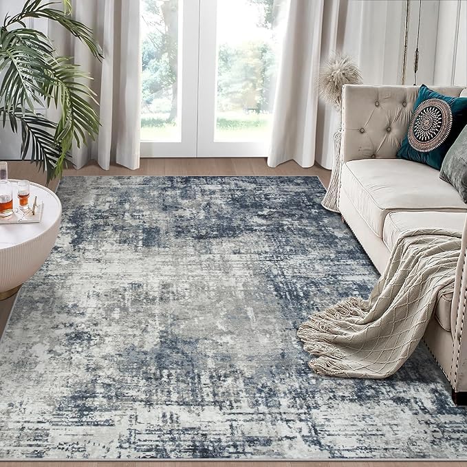 4x6 Area Rugs for Living Room Bedroom Dining Room Washable Blue Grey | Soft by Aelenmu