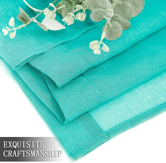 Tollpiz Short Sheer Curtain Linen Textured Bedroom Curtains Sheer Light - Image 7