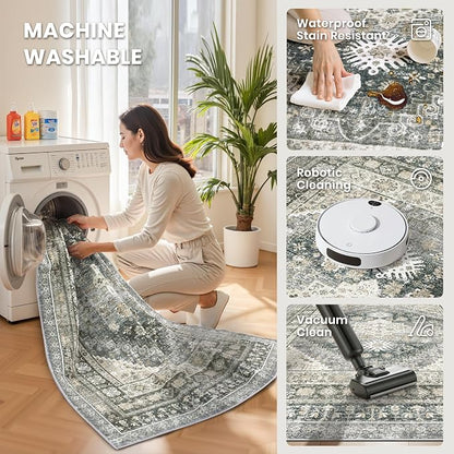8x10 Area Rugs for Living Room, Large Washable Rug, Wheat | Rugs for Bedroom - Image 5