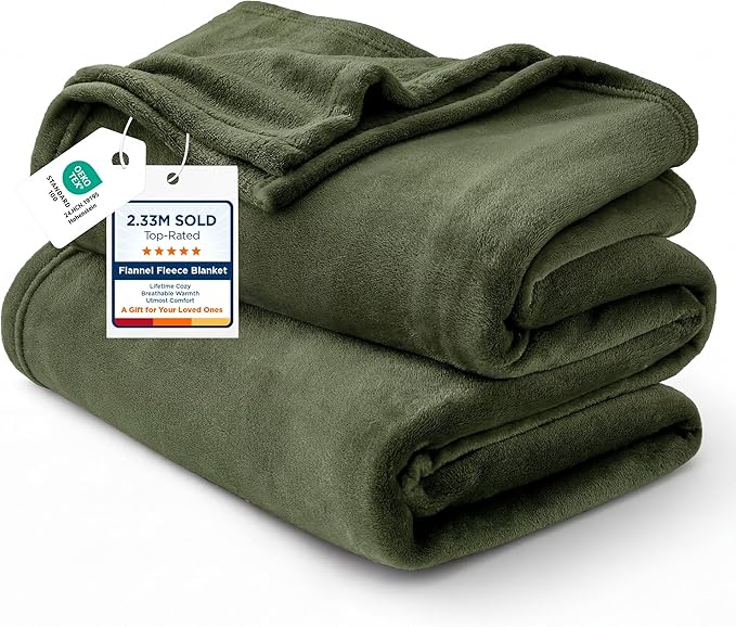 Bedsure Fleece Blankets King Size Oive Green by Unknown