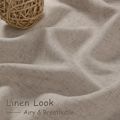 Ecru Curtains 63 Inch Length for Living Room Linen Blend Luxury Light Filtering - Image 4