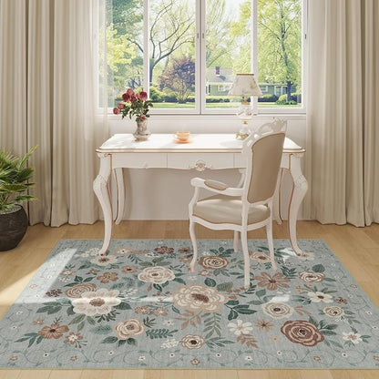 DUKINO 3x5 Area Rug, Floral Washable Rug - Image 3