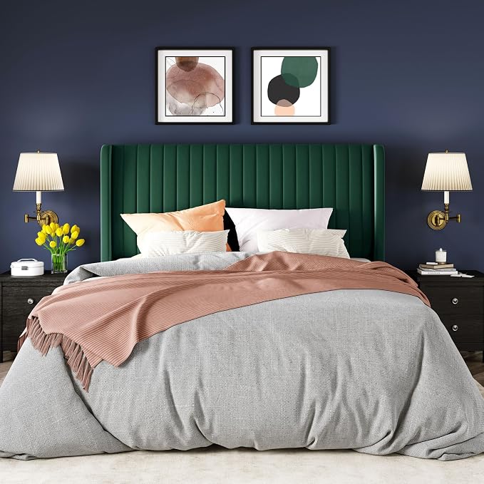 Allewie Full Size Bed Frame/Velvet Upholstered Platform Bed/Vertical Channel - Image 3