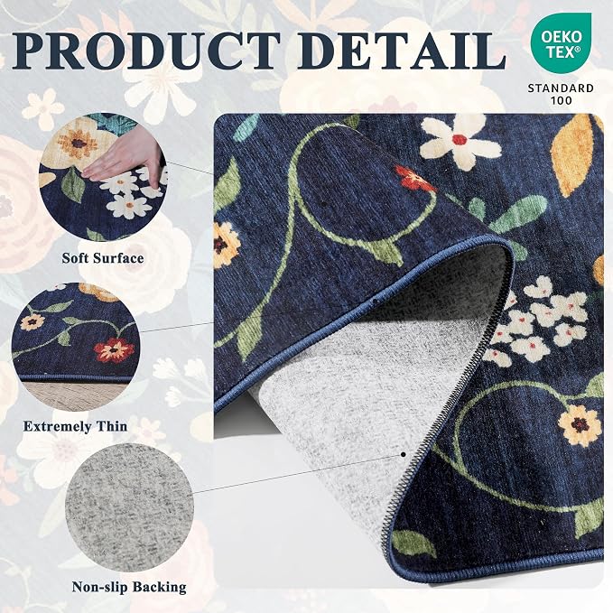 DUKINO 3x14 Washable Runner Rug, Non Slip Kitchen Runner Rug, Low Pile - Image 4