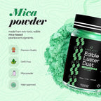 BeePoint Green Edible Luster Dust 15g - Food Grade, Vibrant Color Shimmer Powdered Dust for Drinks, Cocktails, Cake Decorating, Baking, Chocolates, Candy, Sweets, & Cookies - Vegan & Gluten Free