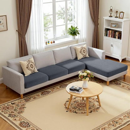 Hokway Chaise Cover and Couch Cushion Covers Set, Separate Sectional Sofa by Hokway