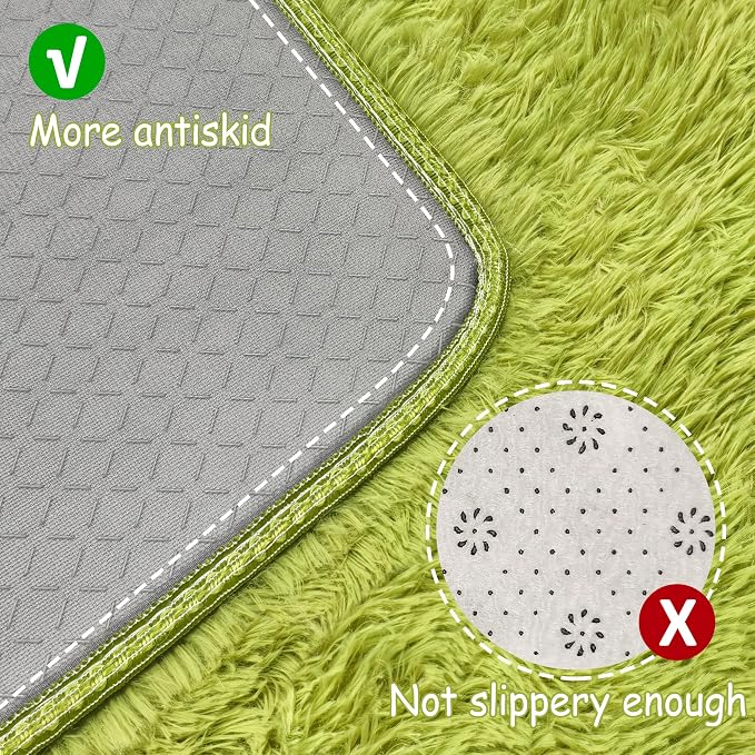 2x8 Bedside Area Rugs for Bedroom Soft Fluffy Shag Green Rug for Hallway - Image 4