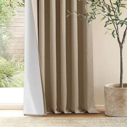 Light Brown Linen Blackout 120 Inch Curtains - Image 9