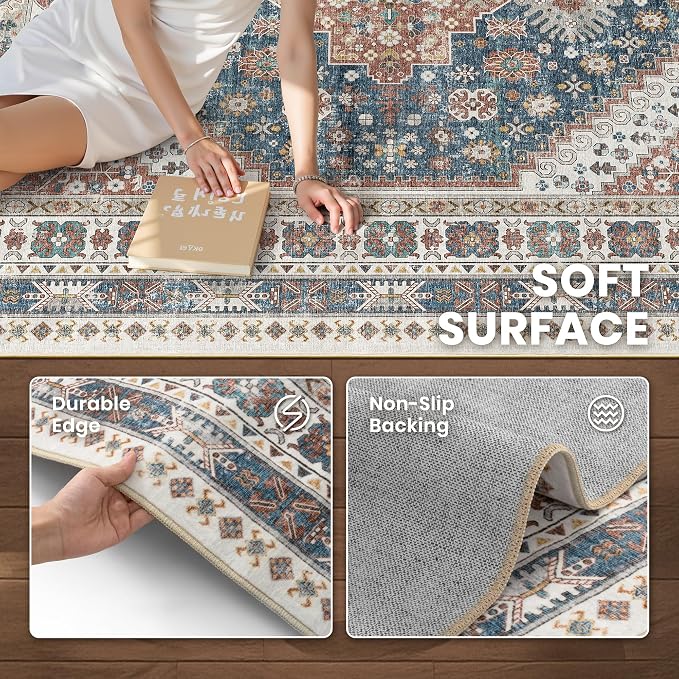 6x9 Area Rugs for Living Room, Large Washable Rug, Dining Room, Low Pile - Image 6
