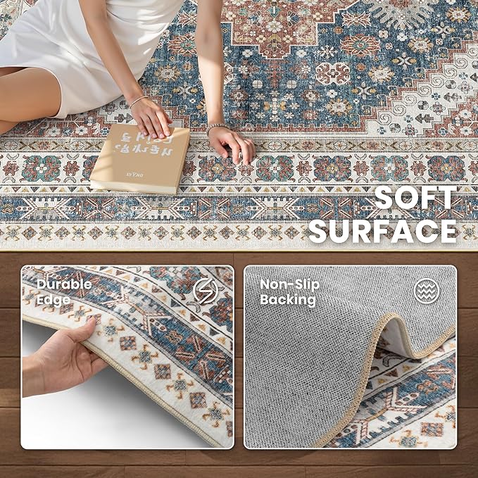 8x10 Area Rugs for Living Room, Large Washable Rug, Dining Room, Low Pile - Image 6
