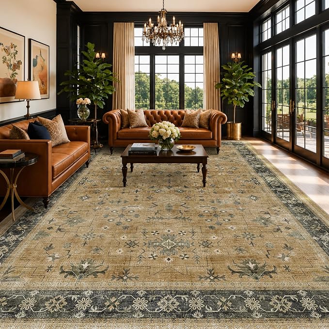 Vintage Taupe and Sage 10x14 Living Room Rug, Oriental Large Area Rug - Image 6