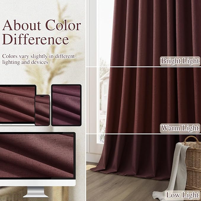 100% Blackout Curtains 90 Inch Length 2 Panels Set - Image 7