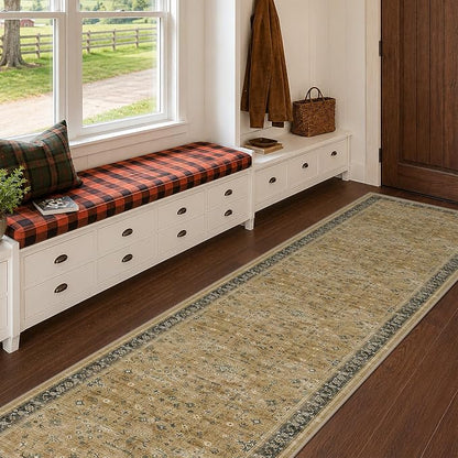 Natural Taupe 2x8 Runner Rug for Hallway, Long Runner Rug for Kitchen, Entryway by HazoHaus