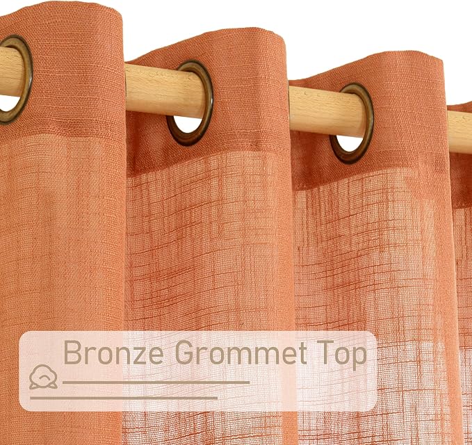 Burnt Orange Linen Curtains 40 Inches Long - Image 4