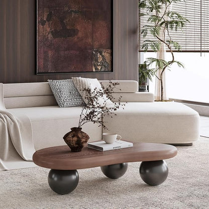 40” Cloud Coffee Table with 3 Ball Legs, Modern Irregular Center Table - Image 4