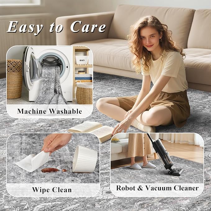 Schweek 8x10 Grey Washable Area Rug - Image 7