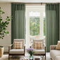 Extra Wide 72 x 96 Inch Length Linen Curtains Olive Green Semi Sheer | Light by DUKIYO
