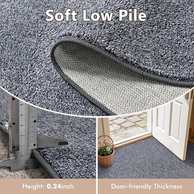 2x3 Grey Blue/White Area Rug Washable Non-Slip Soft - Image 5