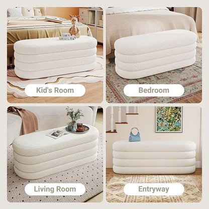 Busaurus Storage Ottoman Bench 49.2 Inch Upholstered Fabric Storage Bench - Image 6