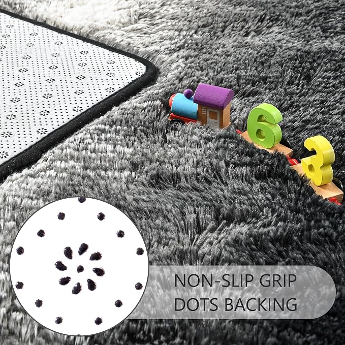 8x10 Extra Large Black and White Fluffy Area Rug Non-Slip - Image 5