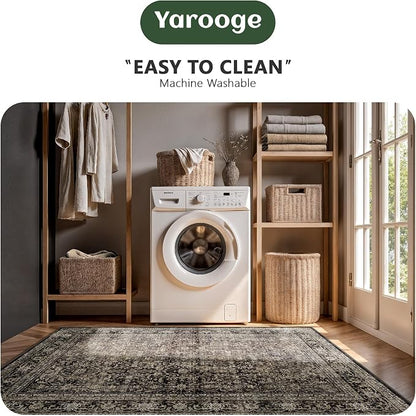 6x9 Area Rugs - Washable Vintage Retro Living Room Rug, Soft Ultra Thin Non - Image 6