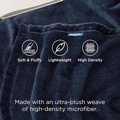 Bedsure GentleSoft Fleece Bed Blankets Full Size Navy - Image 3