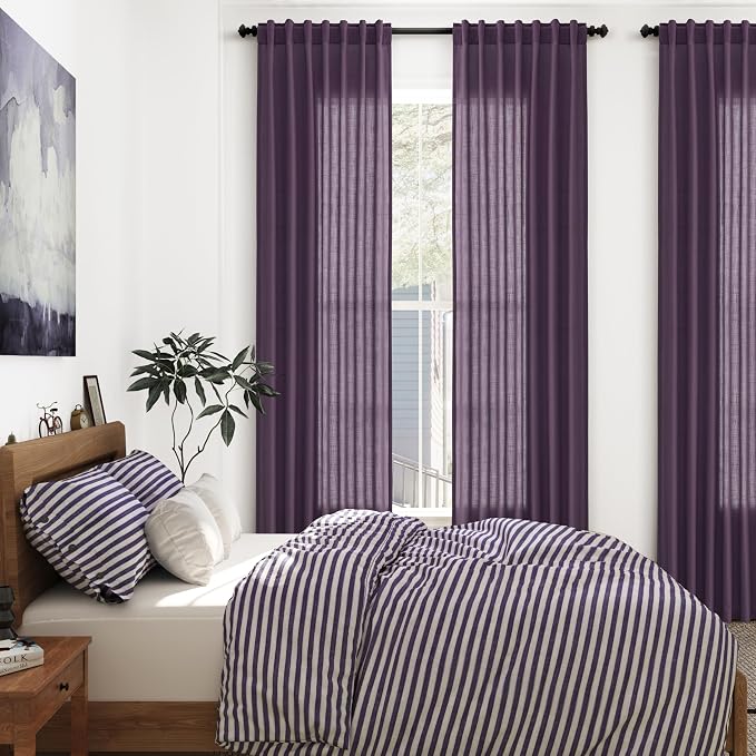 Plum Linen Curtains 108 Inches Long - Image 7