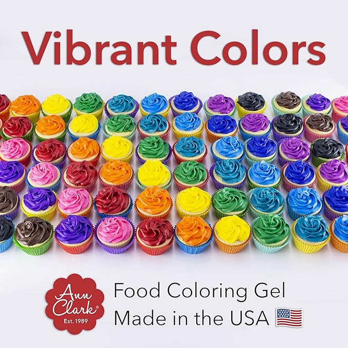 Ann Clark Cookie Cutters Professional-Grade Gel Food Coloring Made in USA .7 oz, 12 Colors