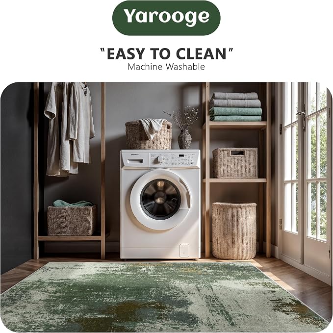 5x7 Area Rugs - Modern Abstract Washable Rug, Ultra Soft Non Slip Low Pile - Image 6