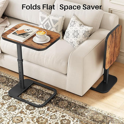 Kitstorack TV Tray Table, Adjustable Height & Flip-Top & Rounded Metal Corners - Image 7