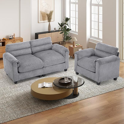 HAOMARKETS Corduroy Sofa Set, Upholstered Armchair and Loveseat - Image 3