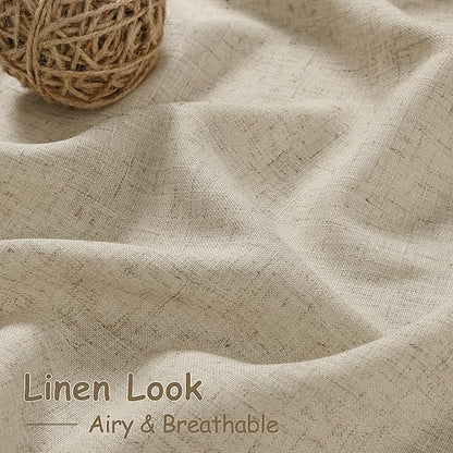 Eggshell Beige Linen Curtains for Living Room 98 Inches Long Light Filtering - Image 4