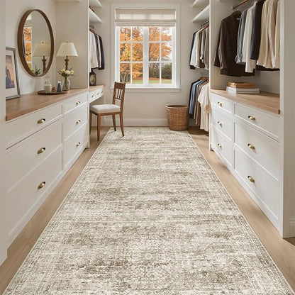Soalmost Washable 4x10 Hallway Runner Rug Non-Slip Kitchen Entry Rugs Brown | - Image 4