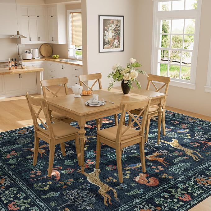 DUKINO 8x10 Area Rugs, Washable Soft Animal Bedroom Rug Non Slip, Low Pile - Image 6