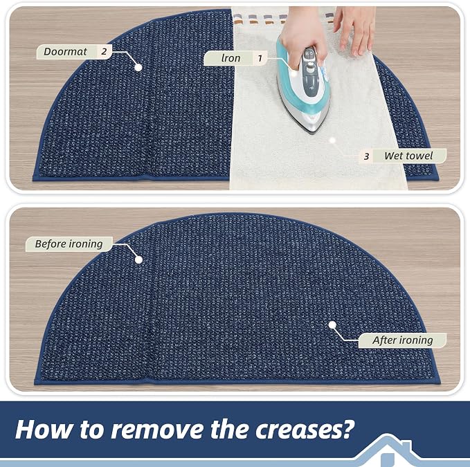 BEQHAUSE Dirt Trapper Door Mat 32" x 48" Half Circle Non Slip Rugs, Absorbent - Image 9