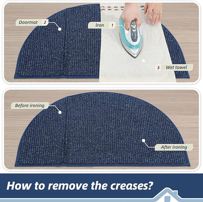 BEQHAUSE Dirt Trapper Door Mat 24" x 36" Half Circle Non Slip Rugs, Absorbent - Image 9