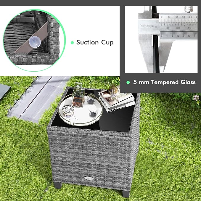 HAPPYGRILL 3 Pieces Patio Conversation Set, Outdoor Furniture Set PE Rattan - Image 5