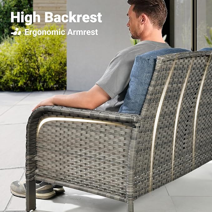 ovios 8-Piece Patio Furniture Set, Outdoor Wicker Sofa - Image 6