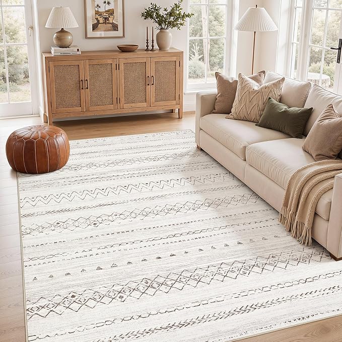 cotiled Boho 5x7 Area Rugs for Living Room: Soft Moroccan Washable Rug | Solve by COTILED