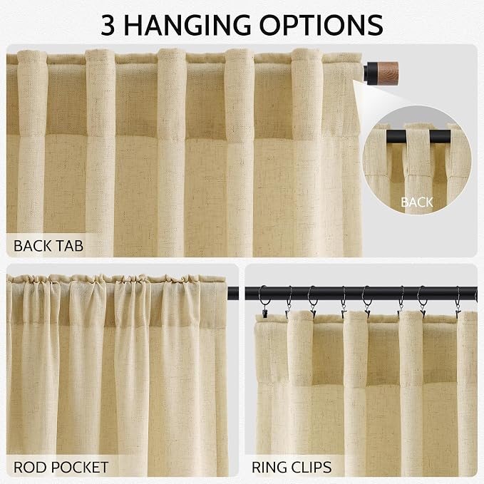 Cream Yellow Curtains 108 Inches Long - Image 2