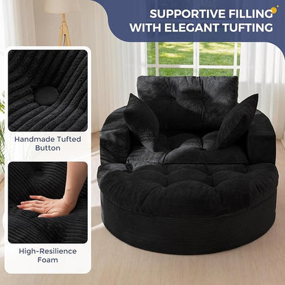 MAXYOYO Oversized Round Chaise Lounge Sofa, Upholstered Lounge Chair - Image 7