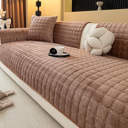 Velvet Couch Cover, Plush Sectional Sofa Cover Washable, Anti Slip Sofa by MDSASFD