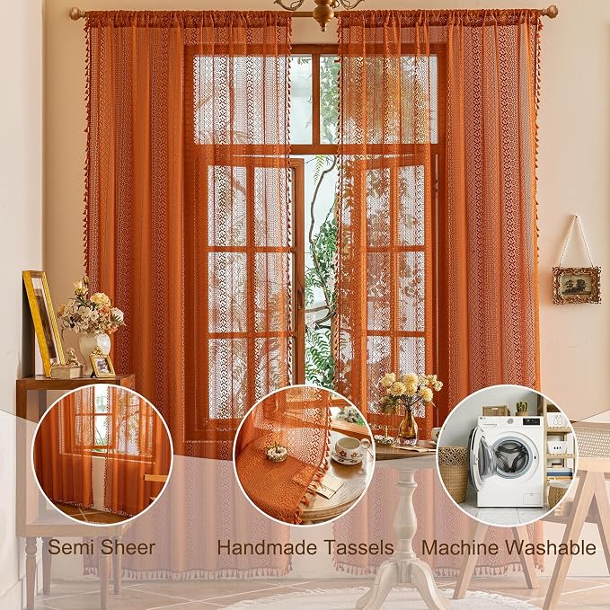 Sutuo Home Lace Boho Curtains 2 Panels - Image 5