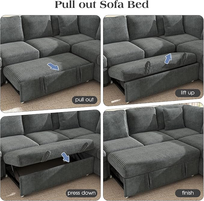 Ihanherry 59-inch Corduroy Convertible Sofa Bed - Image 6