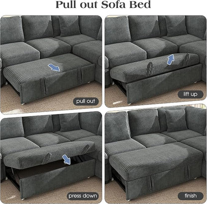 Ihanherry 59-inch Corduroy Convertible Sofa Bed - Image 6