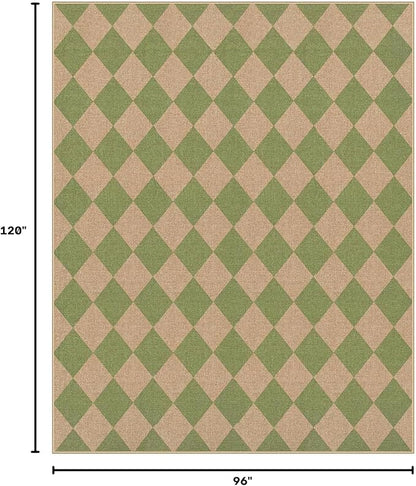 Lahome Checkered Easy Jute Living Room Rug, 8x10 Outdoor Rugs Washable | - Image 2