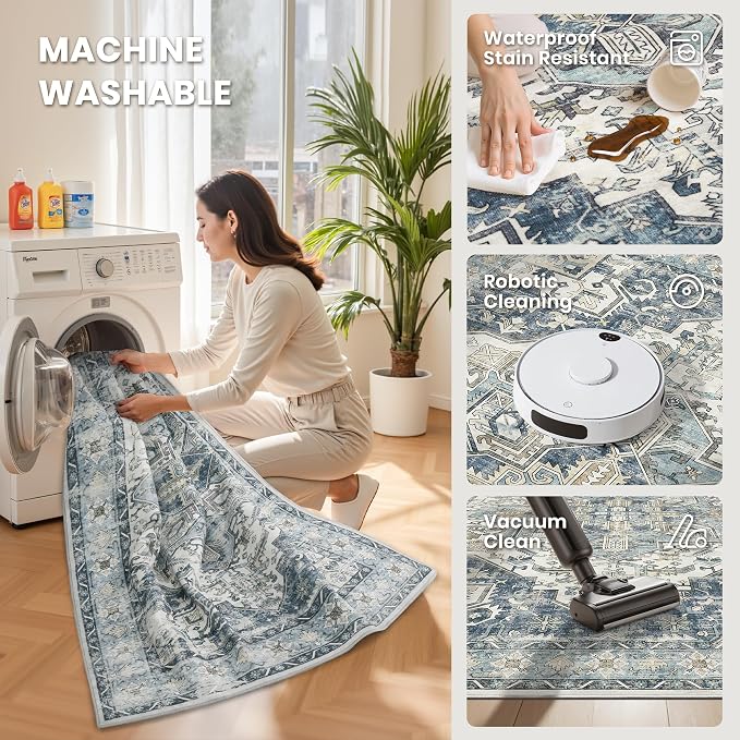 5x7 Area Rugs for Living Room, Large Washable Rug, Dining Room, Low Pile - Image 5